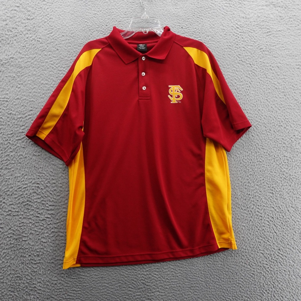 Starter FSU Polo Shirt Large Maroon Gold Short Sleeve Mens Florida State NCAA
